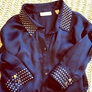 New York & Company Navy Blouse